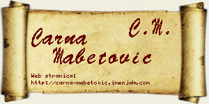 Čarna Mabetović vizit kartica